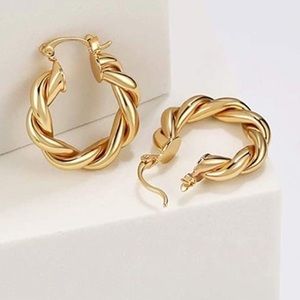 NEW Chunky Twisted 14k Gold Plated Earrings